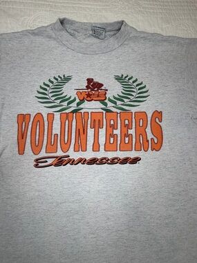 Vintage 90s Tennessee Volunteers Vols Tee T-Shirt Large Made In USA Unisex Grey